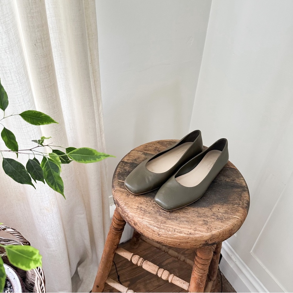 Everlane Square Toe Ballet Flat- Leather
